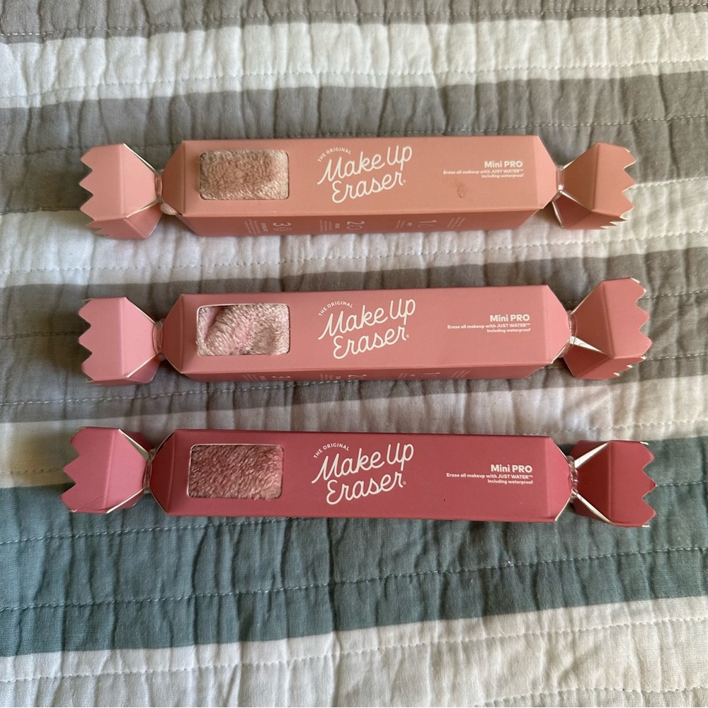 Makeup Eraser Mini Pro Cloth Set Trio Blush Pink Individual Lot Three
